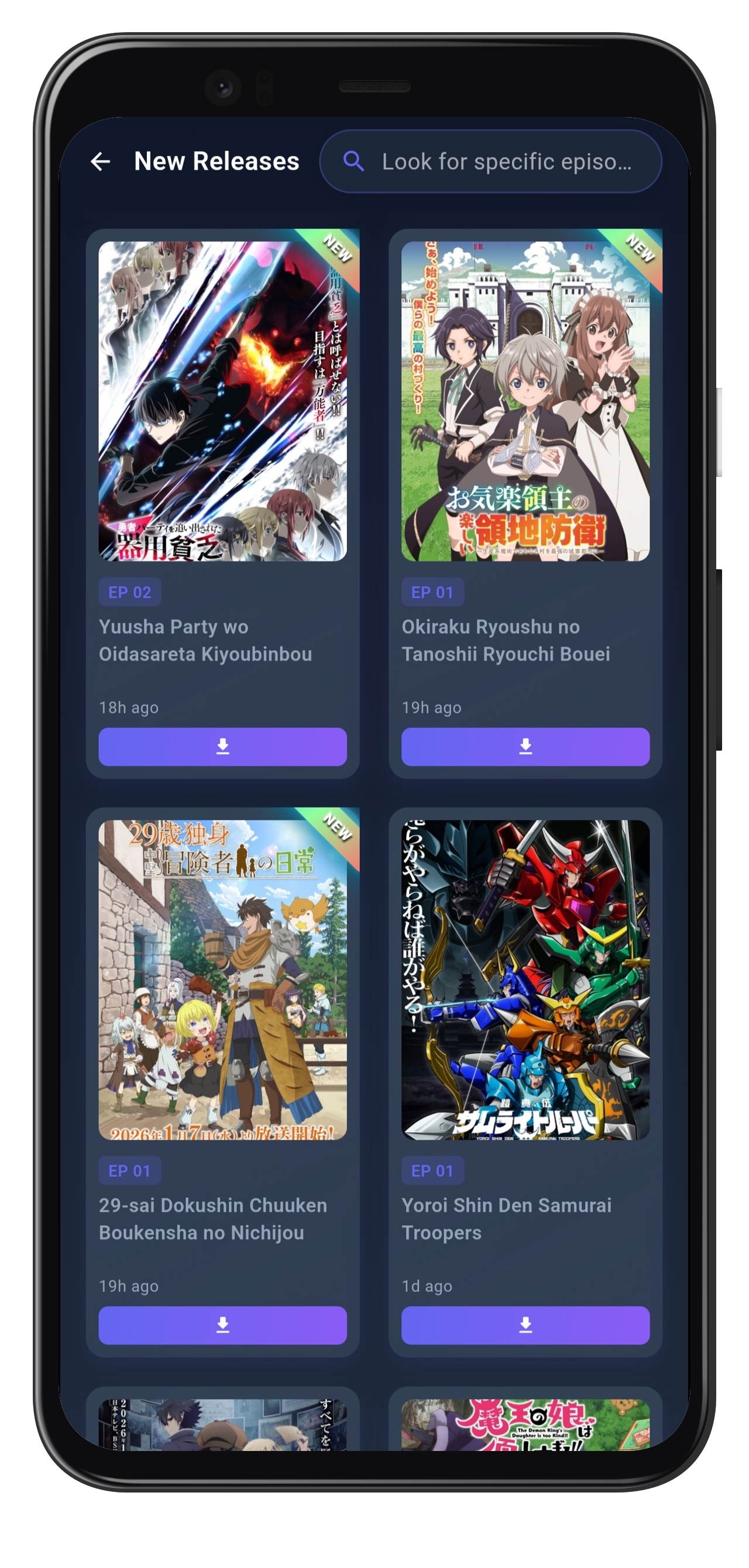 Anime Updates App Screenshot